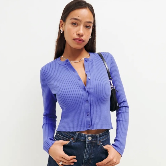 Reformation Sweaters - NWOT Reformation Joanne Cotton Cardigan Jacaranda Purple Periwinkle XS